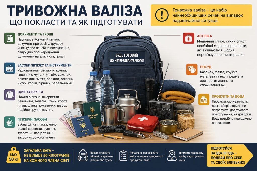 тривожна валіза список
